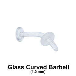 1 mm Glass Piercing Curved Bar with Clear O-ring